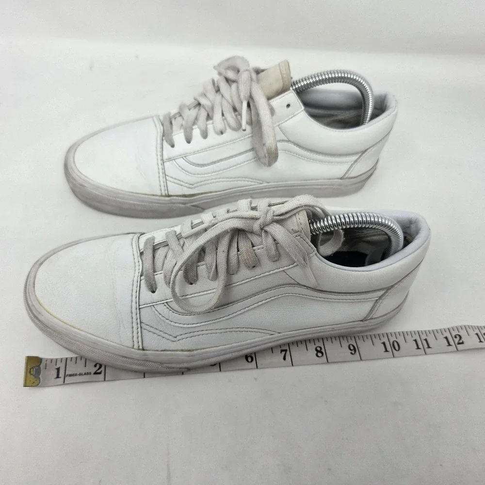 Vans Old Skool White Leather Shoes‎  - Women's 9 Men's 7.5 Low Top